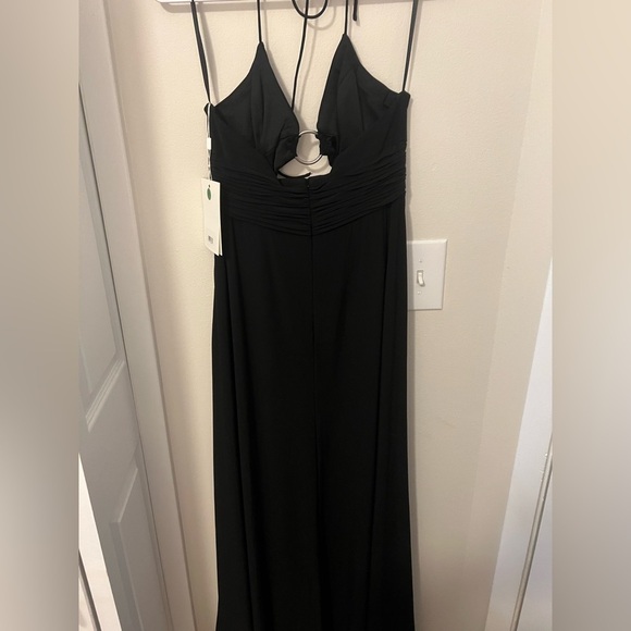 NWT Mac Duggal Black Jersey Halter Strap Ring Cut Out Draped Gown - Size 8 - Picture 4 of 9